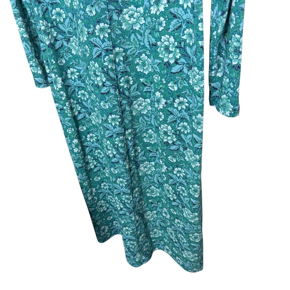 Peruvian Connection Floriana Midi Dress Long Sleeve Floral Blue Green Medium - Picture 11 of 11